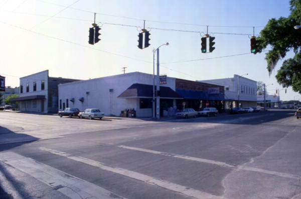 Commercial buildings on the northwest corner of 7th St. and Pasco Ave. in downtown Dade City, Florida.