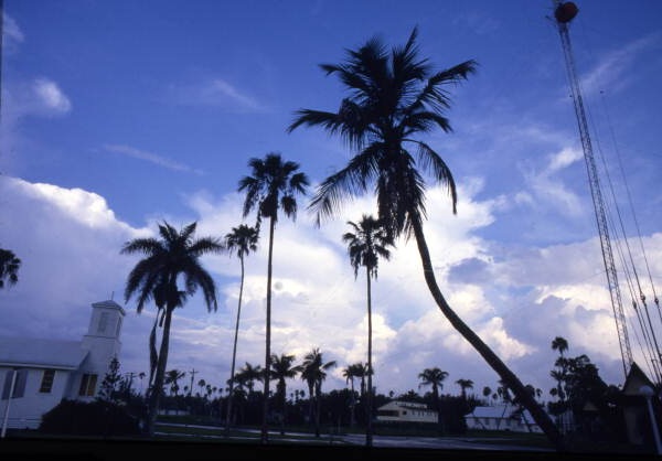 View looking south along Copeland Ave. in Everglades City, Florida.