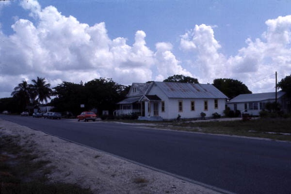 View of homes along a road in Everglades City, Florida.