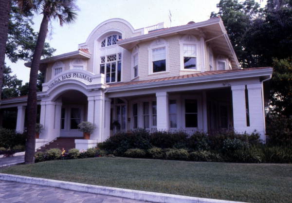 Villa Las Palmas, home of Nathaniel B. Borden, at 315 Alachua St. on the northwest corner of N. 4th St. in the Fernandina Beach Historic District.