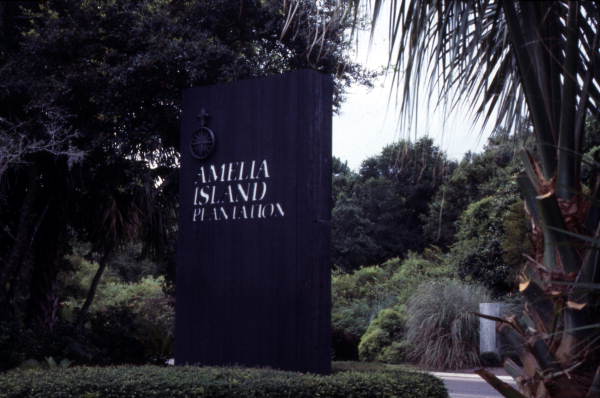 View showing sign at the Amelia Island Plantation resort.