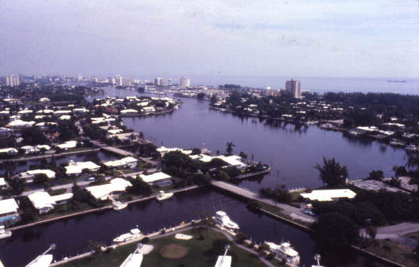 Bird's eye view looking north over Lake Sylvia in Ft. Lauderdale, Florida.