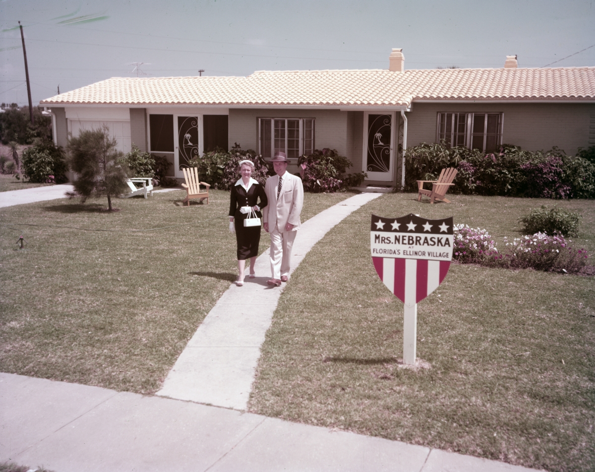 Mrs. America 1956, Ramona Deitemeyer, with her husband at Ellinor Village in Volusia County.