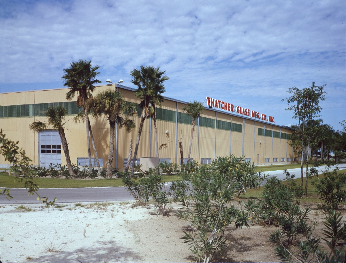 Close-up view of the Thatcher Glass Manufacturing Company building in Tampa.