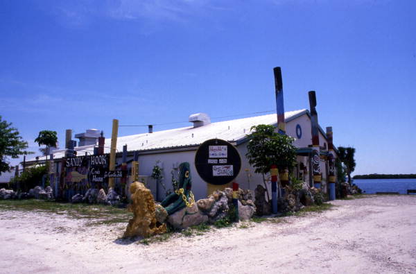 Looking east at the Sandy Hook Crab House restaurant in Matlacha.