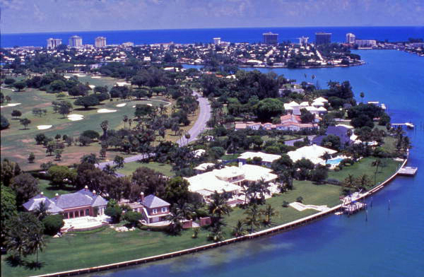 Aerial view looking east over Indian Creek Village in North Miami.
