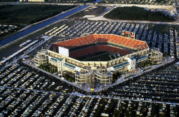 Aerial view of Joe Robbie Stadium in Miami.