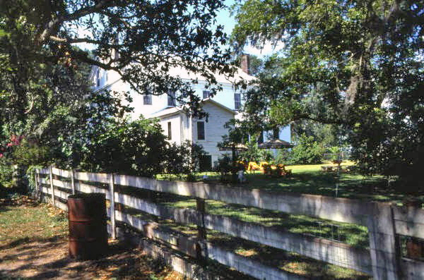 Rear view of the historic Lyndhurst Plantation house in Monticello.