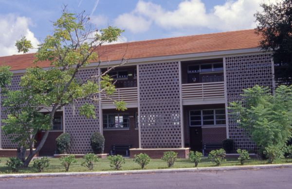 Close-up view of a Lake Highland Prep school building in Orlando.