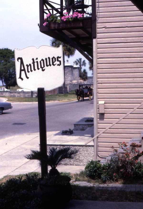 Florida Memory • Sign at an antiques shop in the historic town of St ...