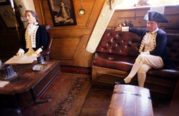 Statues aboard the tall ship "HMS Bounty" replica at St. Petersburg.