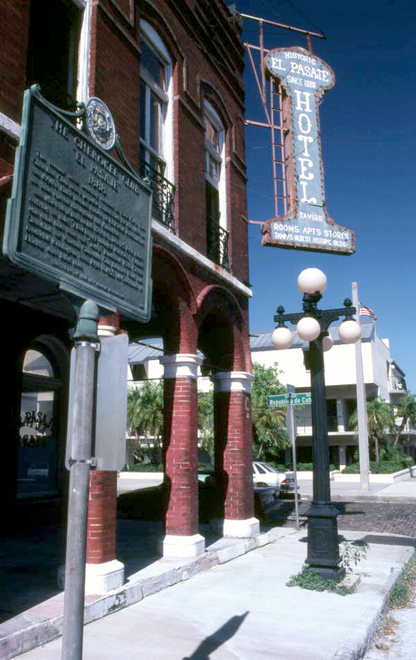 Front of the historic El Pasaje hotel at the Cherokee Club in Ybor City.
