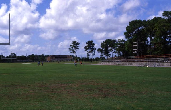 Football field and grandstands at the Winter Park High School on Summerfield Rd.