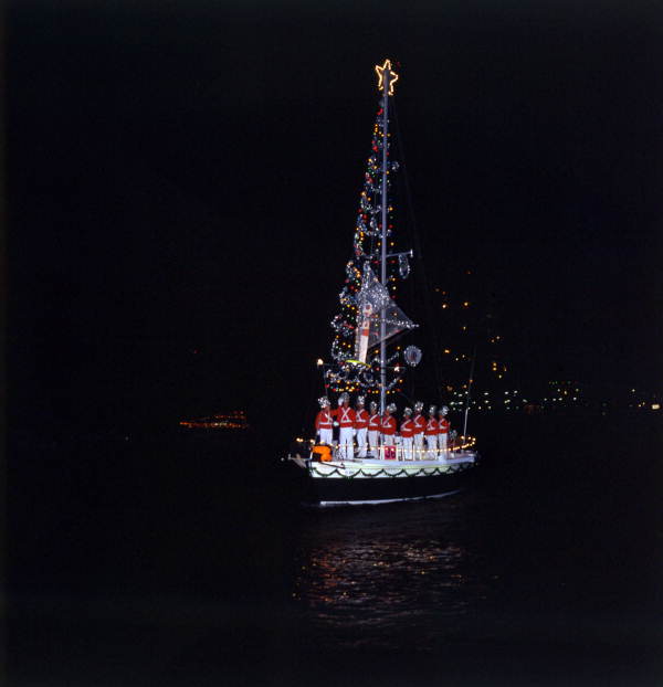 Decorated boat in the Christmas "Winterfest" parade in Ft. Lauderdale, Florida.