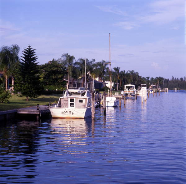 View showing boats in Stuart, Florida.