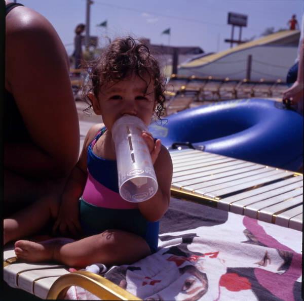 Child at the Water Mania theme park in Kissimmee, Florida.