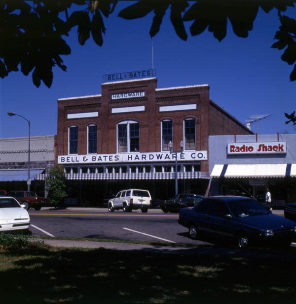 View showing the Bell & Bates Hardware Co. building at 13 N. Madison St. in the Quincy Historic District.