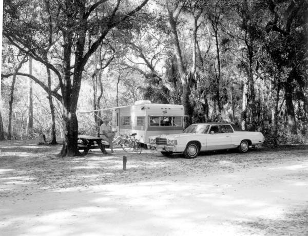 Visitors at the campground at Hillsborough River - Thonotosassa, Florida.