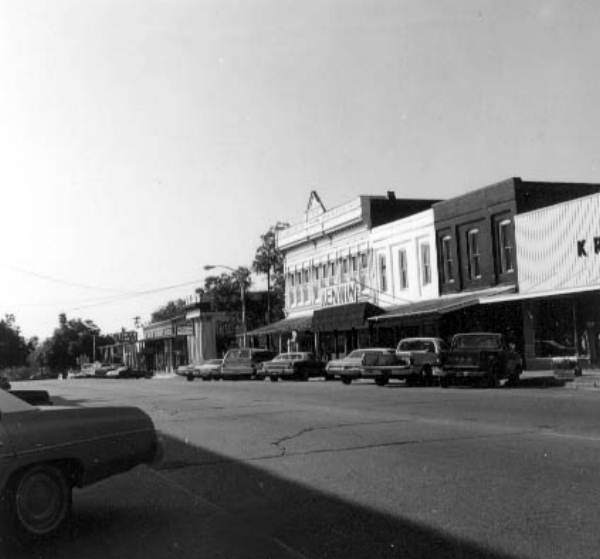 Small town street view of storefronts - Madison, Florida