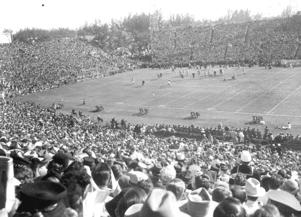 View of the Orange Bowl football game from the stands - Miami, Florida