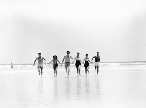 Running in the surf at Jacksonville Beach.