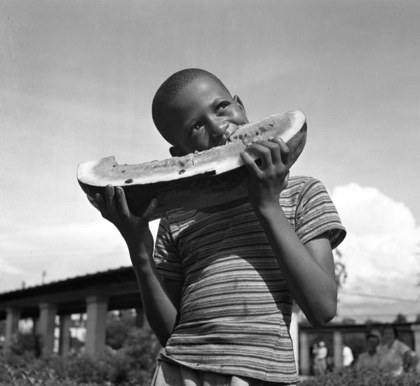 Willie James Poole eating watermelon - Leesburg, Florida