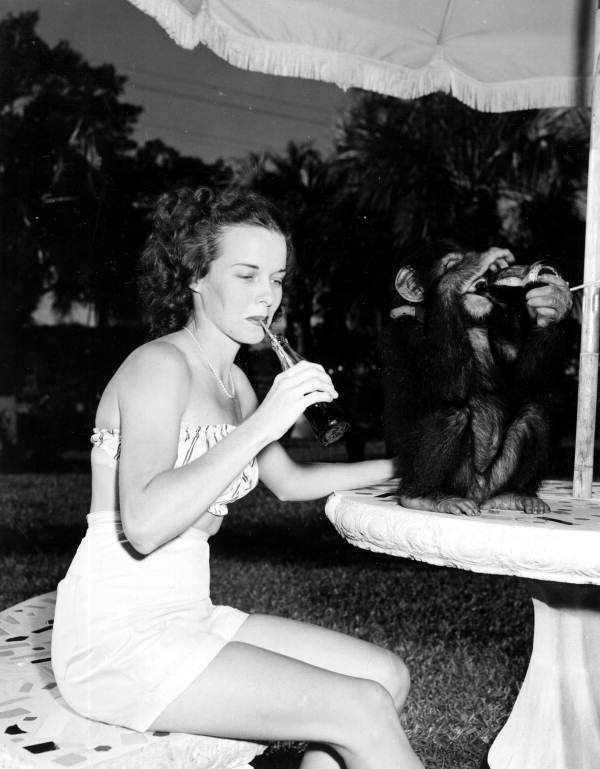 Frances Freeman and Joe enjoying soft drinks - Kendall, Florida