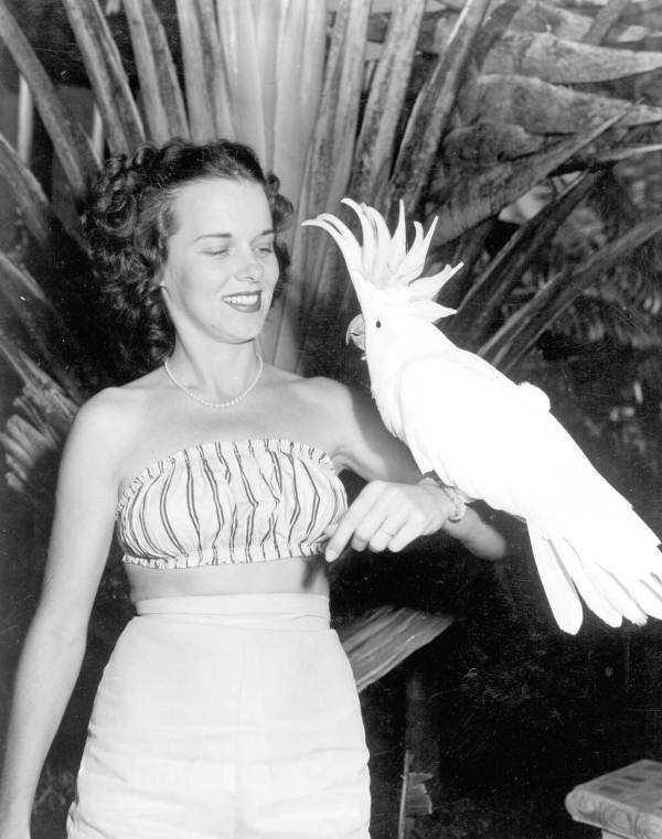 Frances Freeman poses with a cockatoo - Kendall, Florida