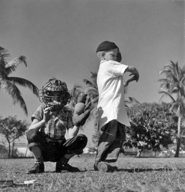 Herman Smith and Wayne Reese at bat - Miami, Florida