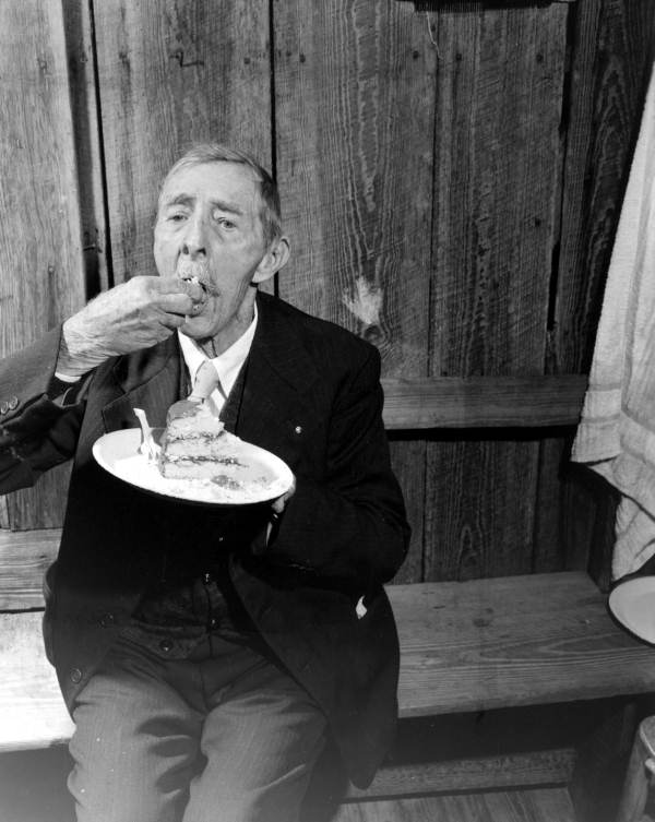 Uncle Hance enjoying caramel cake at his birthday party - Gilchrist County, Florida