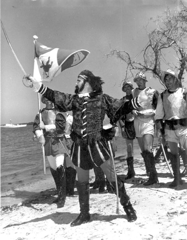 De Soto and conquistadors make official landing during De Soto Pageant - Bradenton, Florida