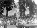 Beauty contestant Anna M. Stewart, 20, from Saint Petersburg on stage at the watermelon festival- Leesburg, Florida