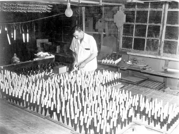 Fred Merkle, baseball star operates a balso-wood fishing float factory - Daytona Beach, Florida