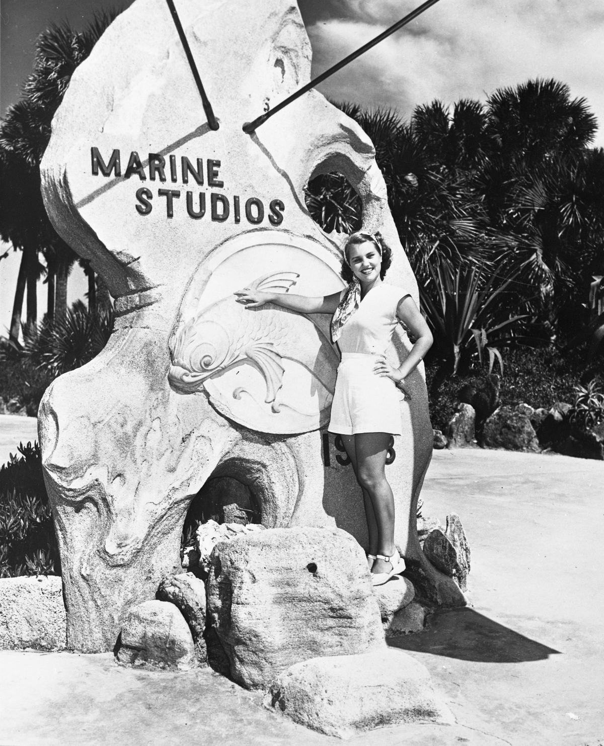 Rosemary Tully standing at the entrance to Marine Studios - Marineland, Florida.