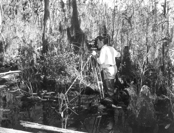 Cameraman Russ Ervin filming the Suwannee River.