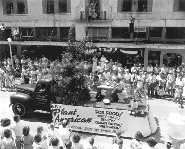 View of the "Let's Plant American" float in the parade at the watermelon festival - Leesburg, Florida