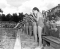 Girls participating in the watermelon eating contest at the watermelon festival - Leesburg, Florida