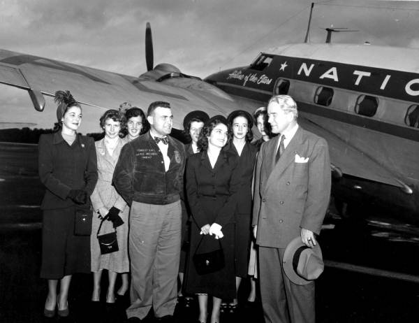 Forrest Davis Jr being greeted by Governor Warren and girls from Quincy Florida - Tallahassee, Florida.