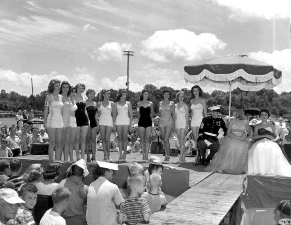 Beauty contestants on stage at the watermelon festival - Leesburg, Florida