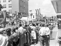 People gathered on the street to watch the parade at the watermelon festival - Leesburg, Florida