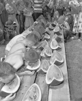 Children participating in a watermelon eating contest at the watermelon festival - Leesburg, Florida