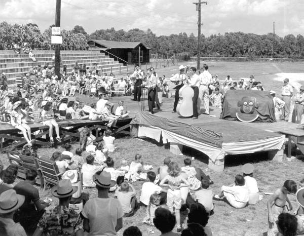 String band playing in baseball stadium at the watermelon festival - Leesburg, Florida
