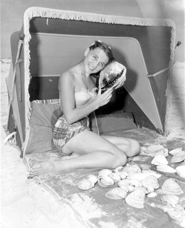 Ruth Hall with shells - Saint George Island, Florida .