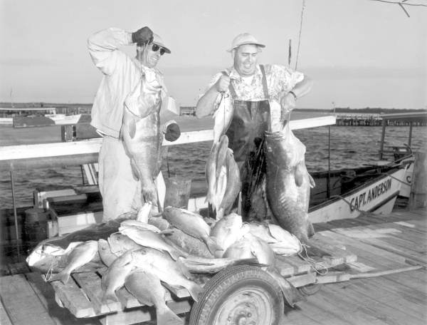 Fishermen proudly display their large catch of snapper and grouper - Panama City, Florida