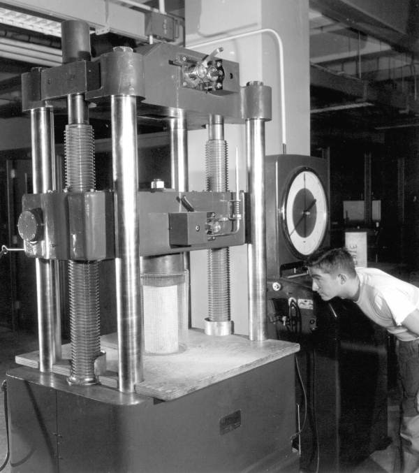 Richard Kent in the concrete testing laboratories at the University of Florida - Gainesville, Florida.