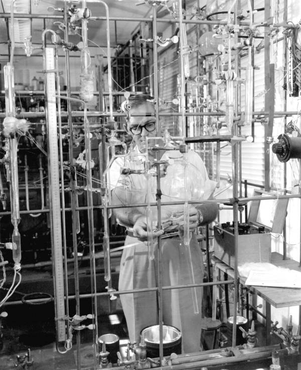 Scientist in the flouridine laboratories at the University of Florida - Gainesville, Florida.