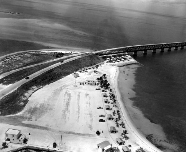 Aerial view of the Bahia Honda Bridge and Wayside Park