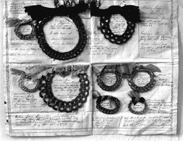 Human hair ornaments and manuscript on display at the Lightner Museum - Saint Augustine, Florida