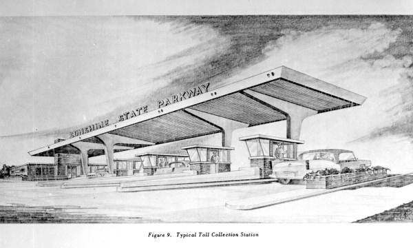 Drawing of the Sunshine State Parkway toll station
