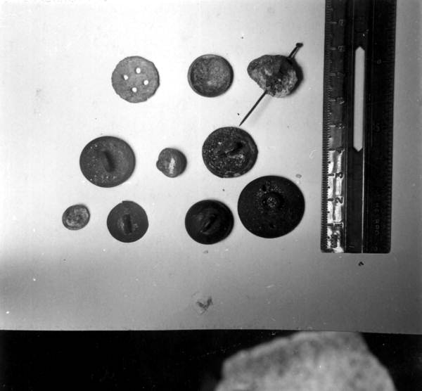 Buttons and needle on display at McKee's Museum of Sunken Treasure - Plantation Key, Florida